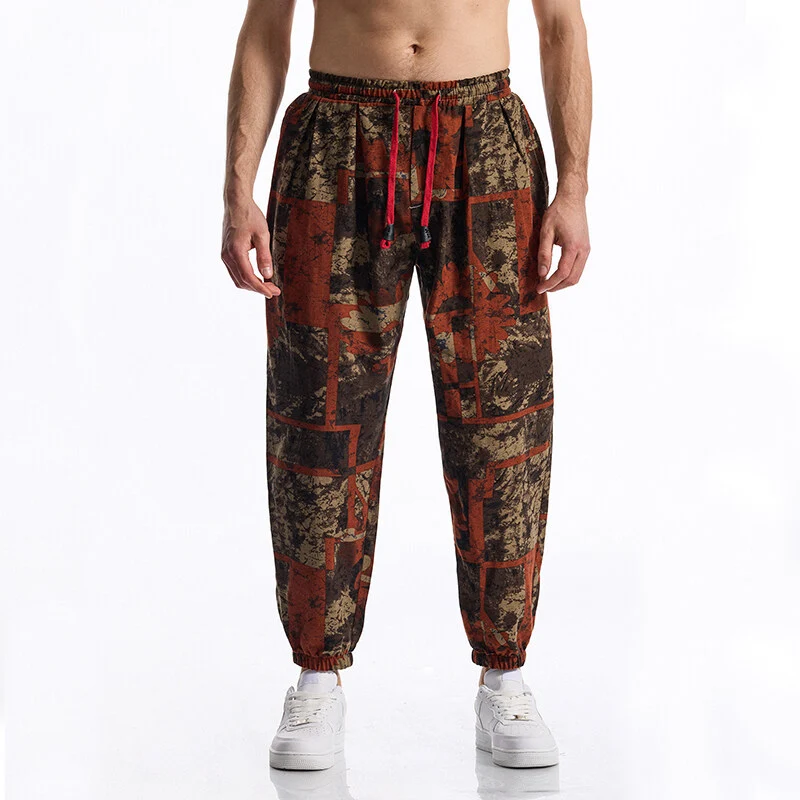 Herren Floral bedruckte Relaxed-Fit Jogginghose mit elastischem Bund und Kordelzug Nord Taschen