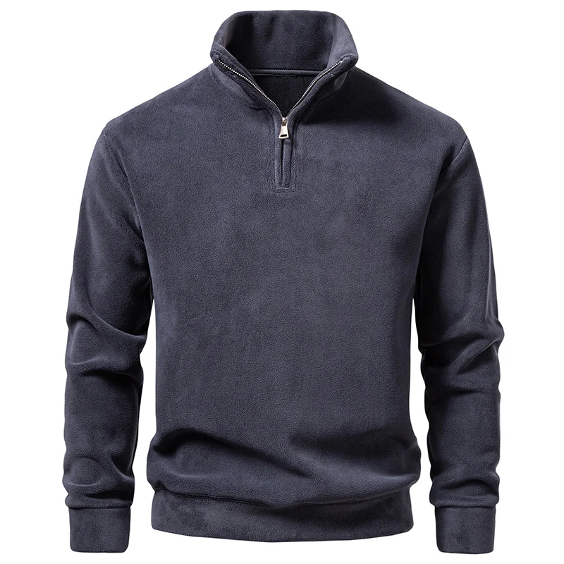 Herren Fleece-Halbzip-Pullover mit Stehkragen und weichem Mikrofleece Nord Taschen
