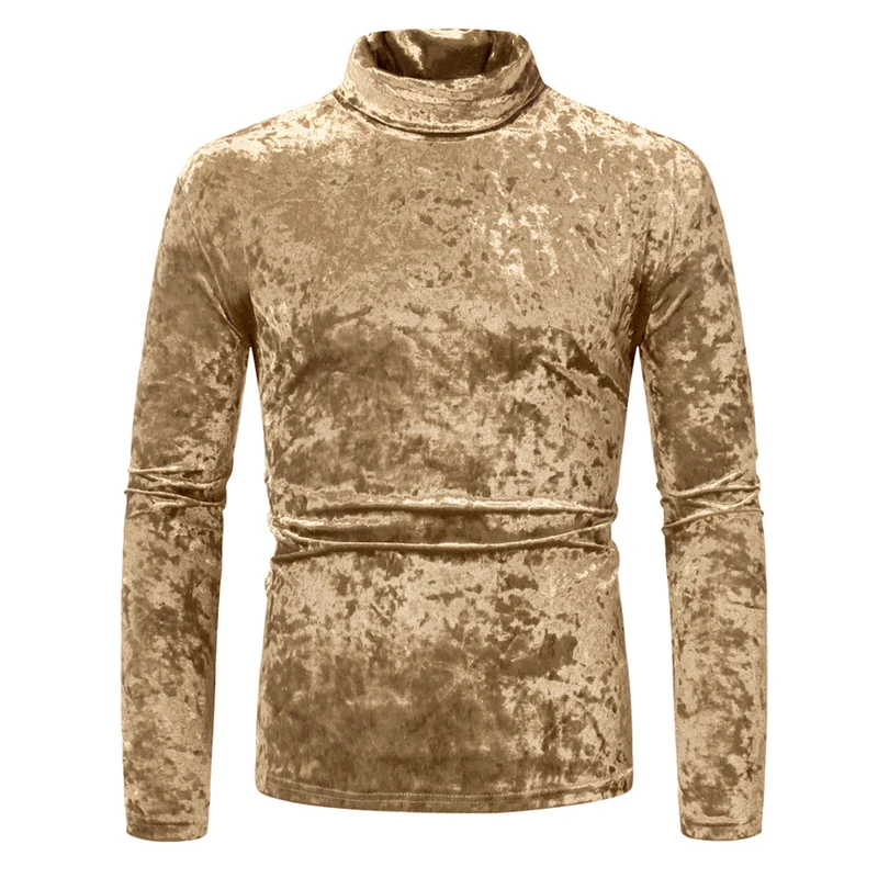 Herren Figurbetontes Samt-Longsleeve mit Stehkragen und leichtem Stretch Nord Taschen