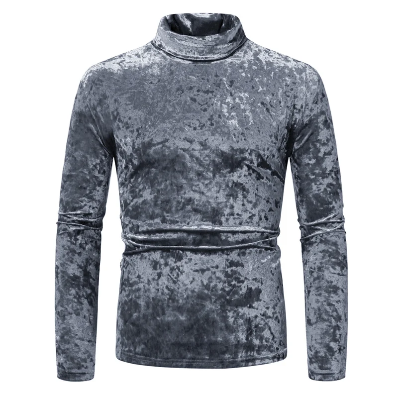 Herren Figurbetontes Samt-Longsleeve mit Stehkragen und leichtem Stretch Nord Taschen