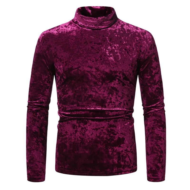 Herren Figurbetontes Samt-Longsleeve mit Stehkragen und leichtem Stretch Nord Taschen
