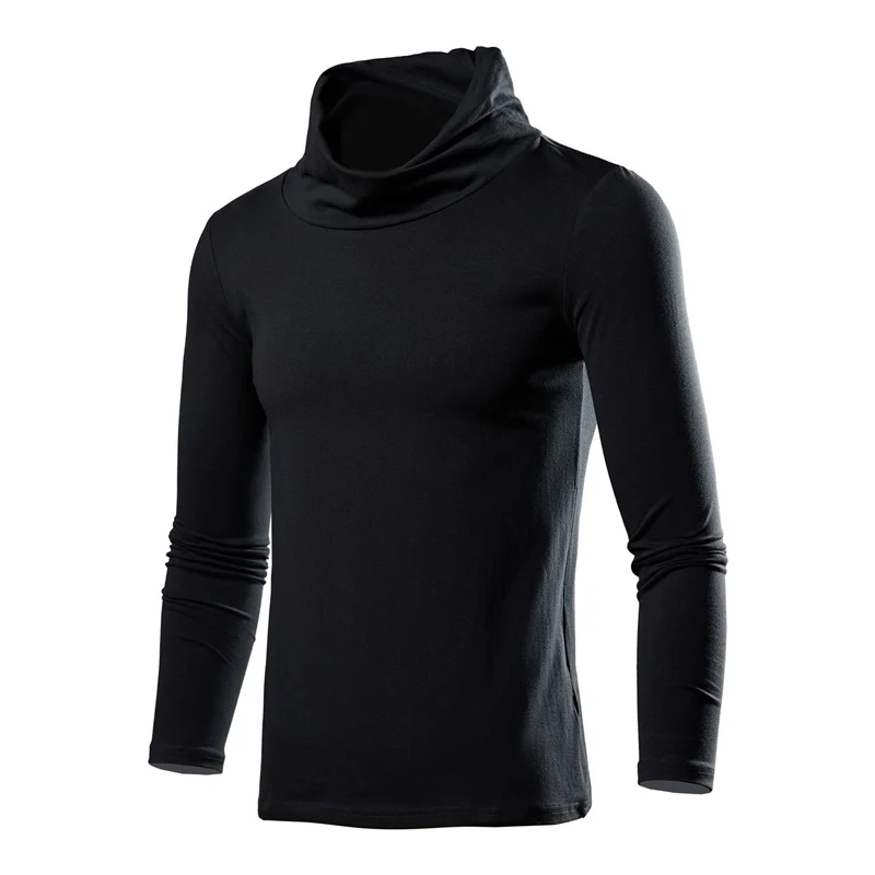 Herren Figurbetontes Longsleeve mit drapiertem Schlauchkragen und elastischem Baumwollmix Nord Taschen