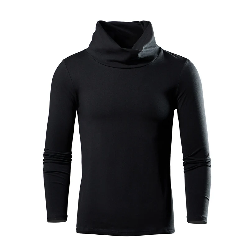 Herren Figurbetontes Longsleeve mit drapiertem Schlauchkragen und elastischem Baumwollmix Nord Taschen
