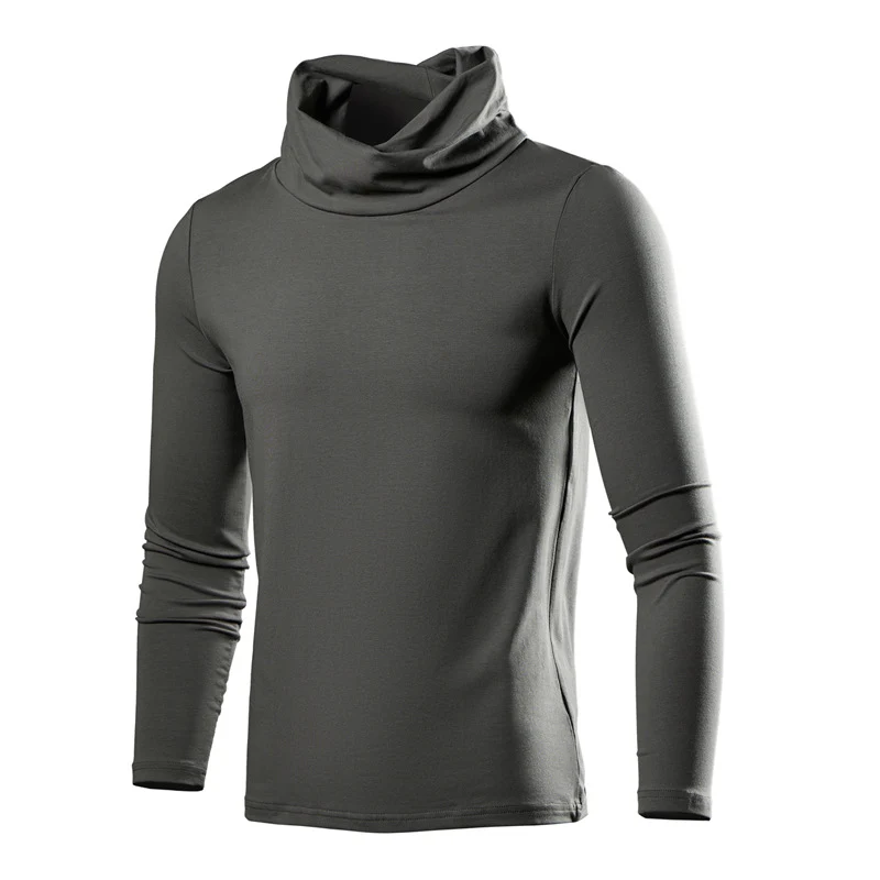 Herren Figurbetontes Longsleeve mit drapiertem Schlauchkragen und elastischem Baumwollmix Nord Taschen