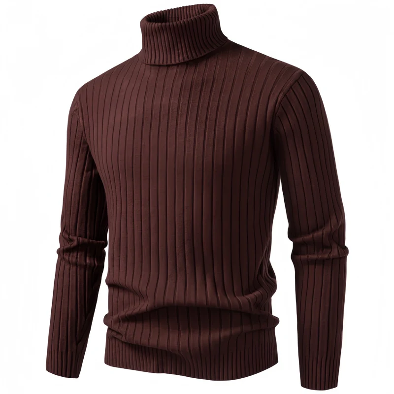 Herren Figurbetonter Rollkragenpullover im Rippenstruktur-Feinstrick Nord Taschen