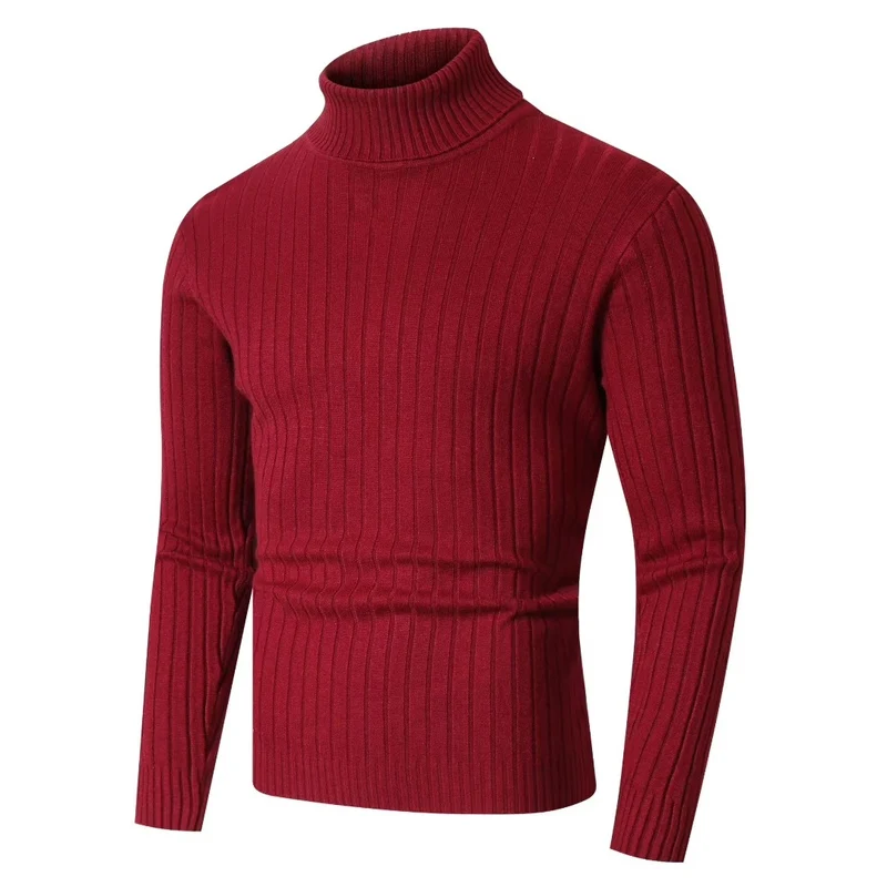 Herren Figurbetonter Rollkragenpullover im Rippenstruktur-Feinstrick Nord Taschen