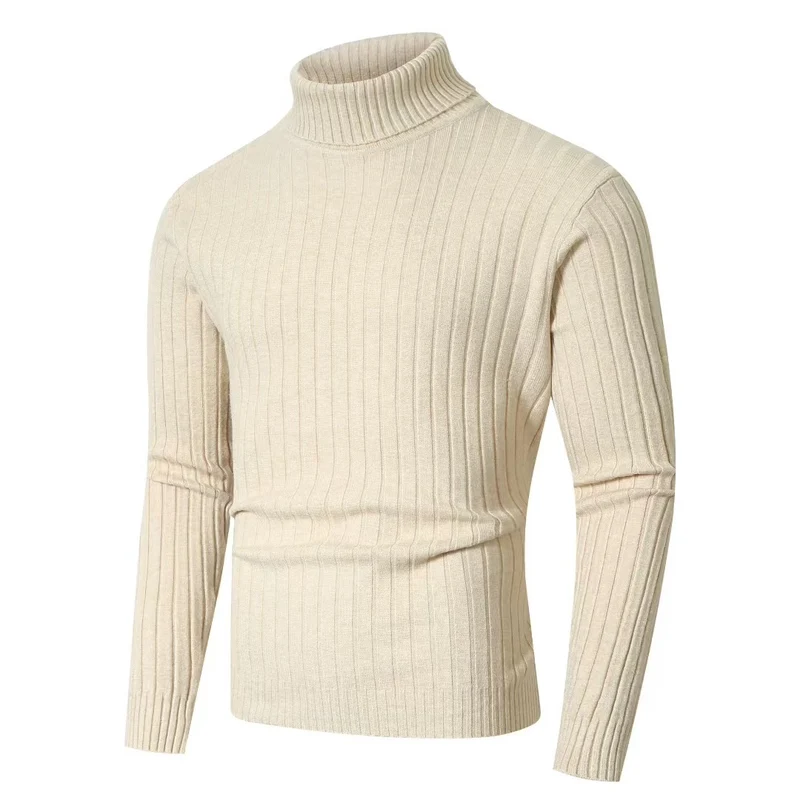 Herren Figurbetonter Rollkragenpullover im Rippenstruktur-Feinstrick Nord Taschen