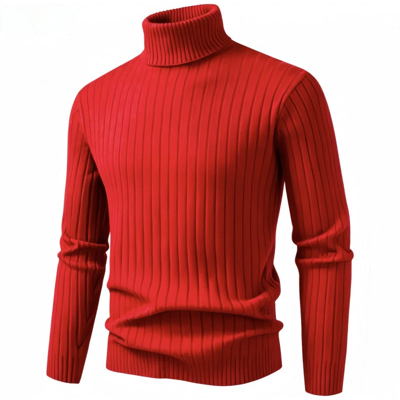 Herren Figurbetonter Rollkragenpullover im Rippenstruktur-Feinstrick Nord Taschen