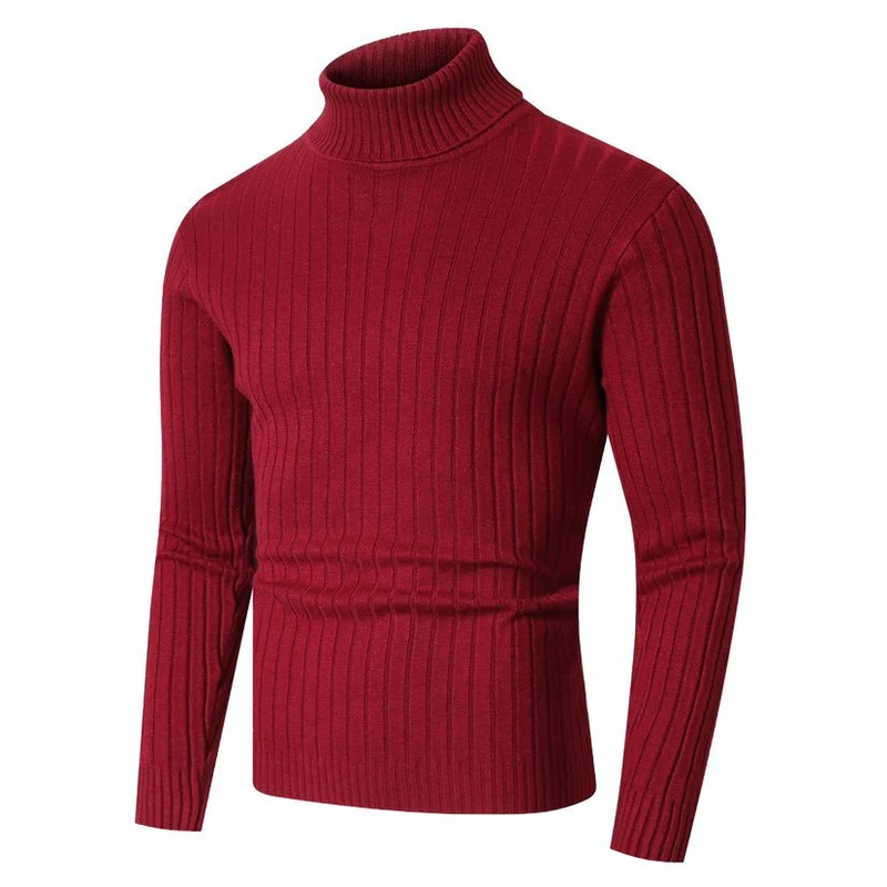 Herren Figurbetonter Rippenstrick‑Rollkragenpullover mit Stretch‑Feinstrick Nord Taschen