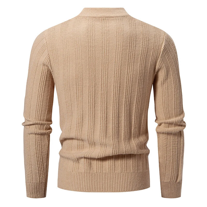 Herren Feinstrickpullover mit Zopfmuster, diagonalem Blockdesign und Stehkragen Nord Taschen