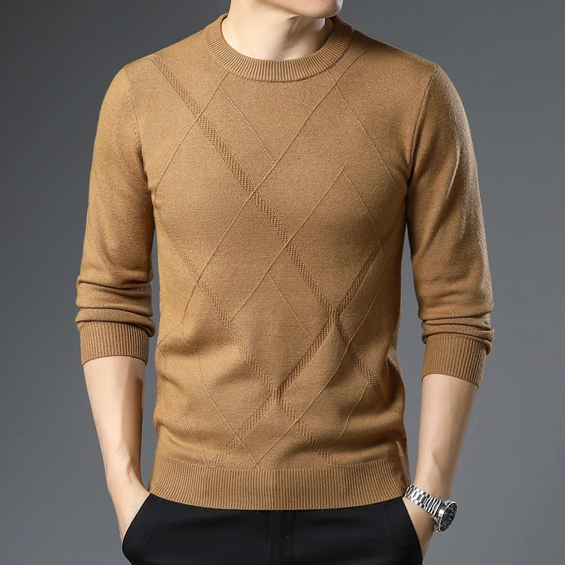 Herren Feinstrickpullover mit Rundhals, Rautenmuster und körpernaher Silhouette Nord Taschen