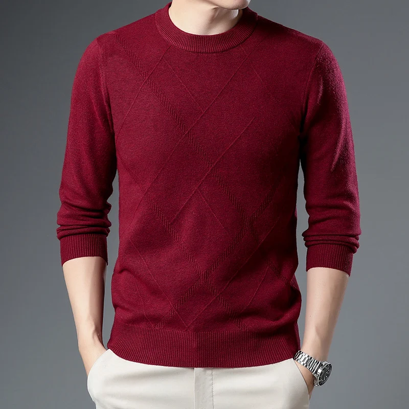 Herren Feinstrickpullover mit Rundhals, Rautenmuster und körpernaher Silhouette Nord Taschen