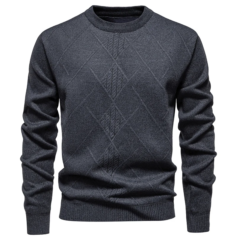 Herren Feinstrickpullover mit Rauten-Zopfmuster, Rundhalsausschnitt und gerippten Bündchen Nord Taschen