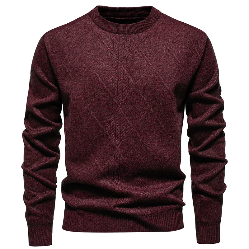 Herren Feinstrickpullover mit Rauten-Zopfmuster, Rundhalsausschnitt und gerippten Bündchen Nord Taschen