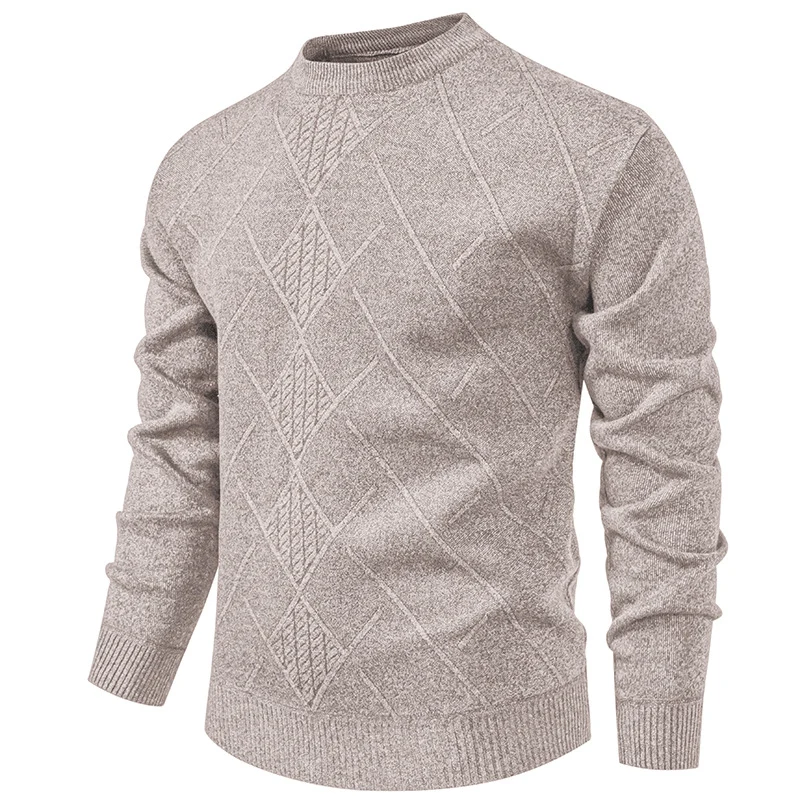 Herren Feinstrickpullover mit Rauten-Zopfmuster, Rundhalsausschnitt und gerippten Bündchen Nord Taschen