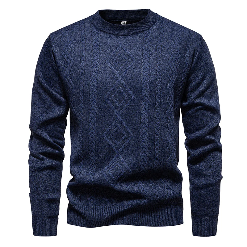 Herren Feinstrickpullover mit Rauten‑Jacquard und geripptem Saum Nord Taschen