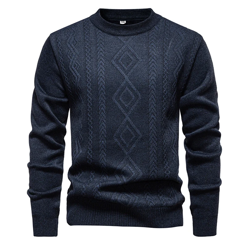 Herren Feinstrickpullover mit Rauten‑Jacquard und geripptem Saum Nord Taschen