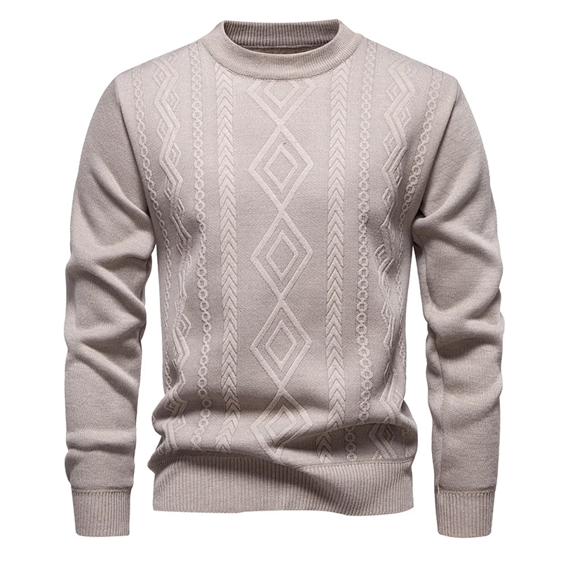 Herren Feinstrickpullover mit Rauten‑Jacquard und geripptem Saum Nord Taschen