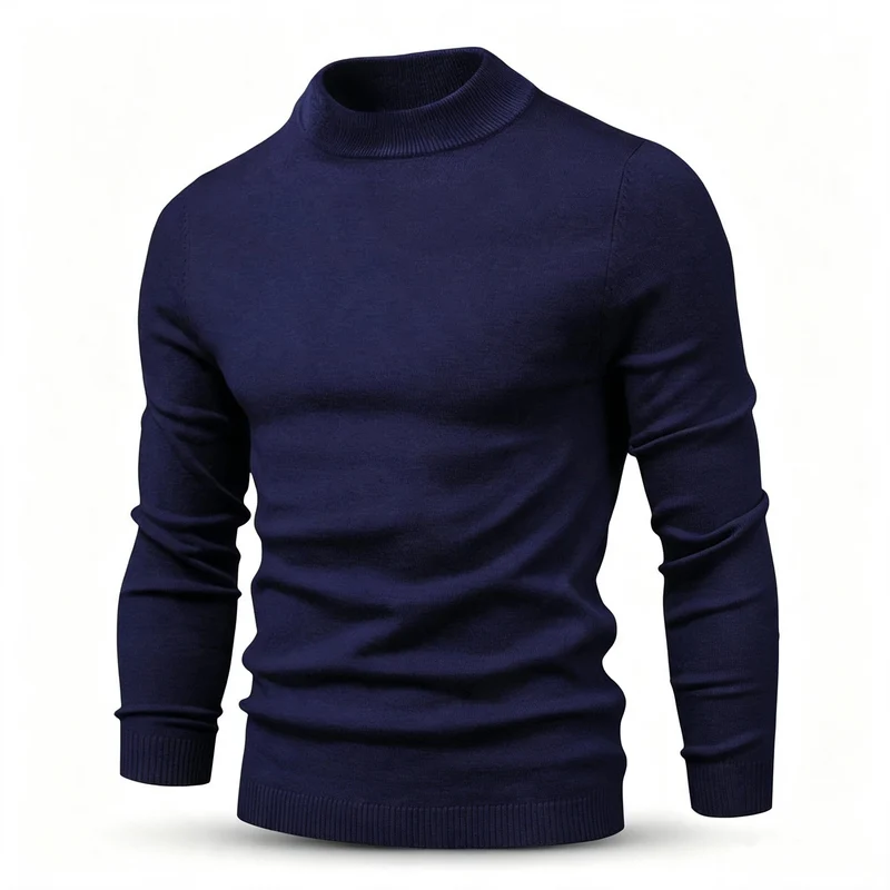 Herren Feinstrickpullover mit kurzem Stehkragen und schmaler Passform Nord Taschen