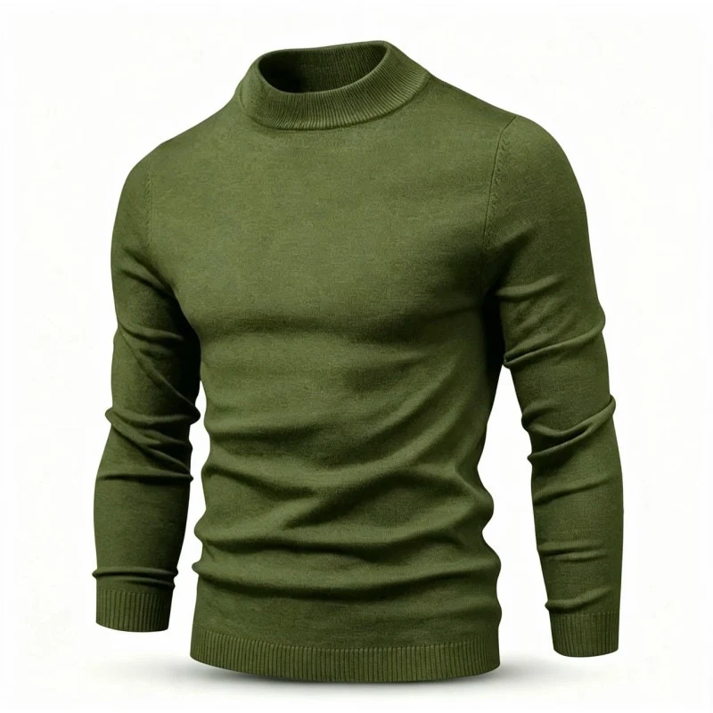 Herren Feinstrickpullover mit kurzem Stehkragen und schmaler Passform Nord Taschen