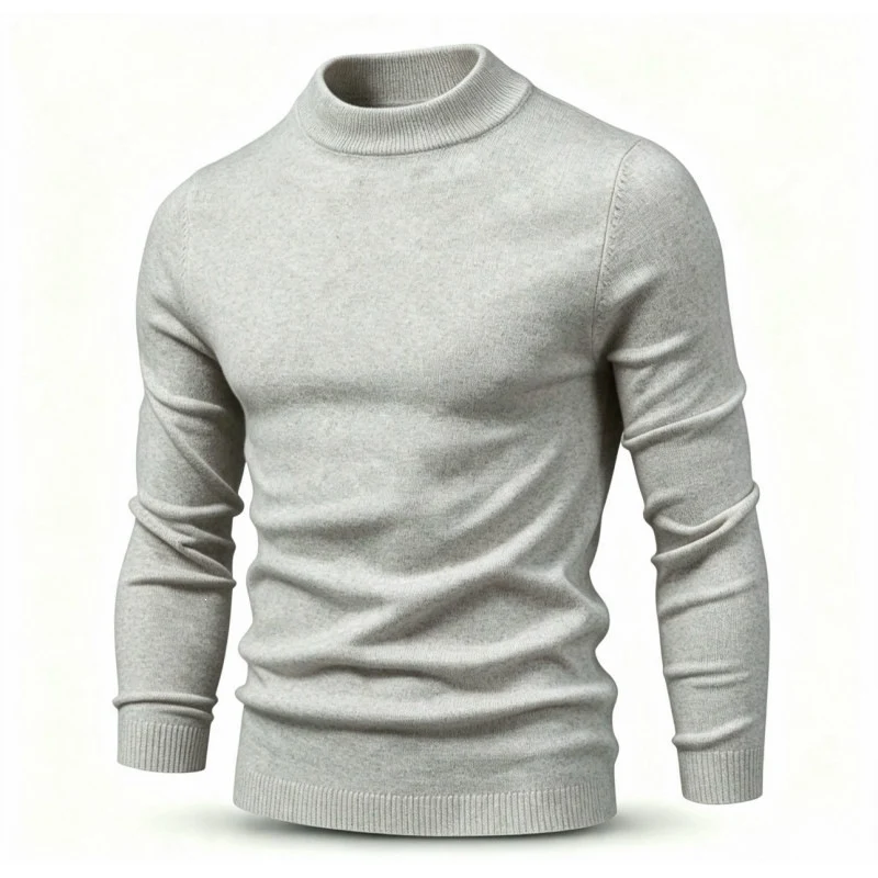 Herren Feinstrickpullover mit kurzem Stehkragen und schmaler Passform Nord Taschen