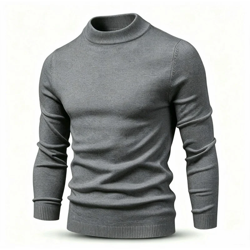 Herren Feinstrickpullover mit kurzem Stehkragen und schmaler Passform Nord Taschen