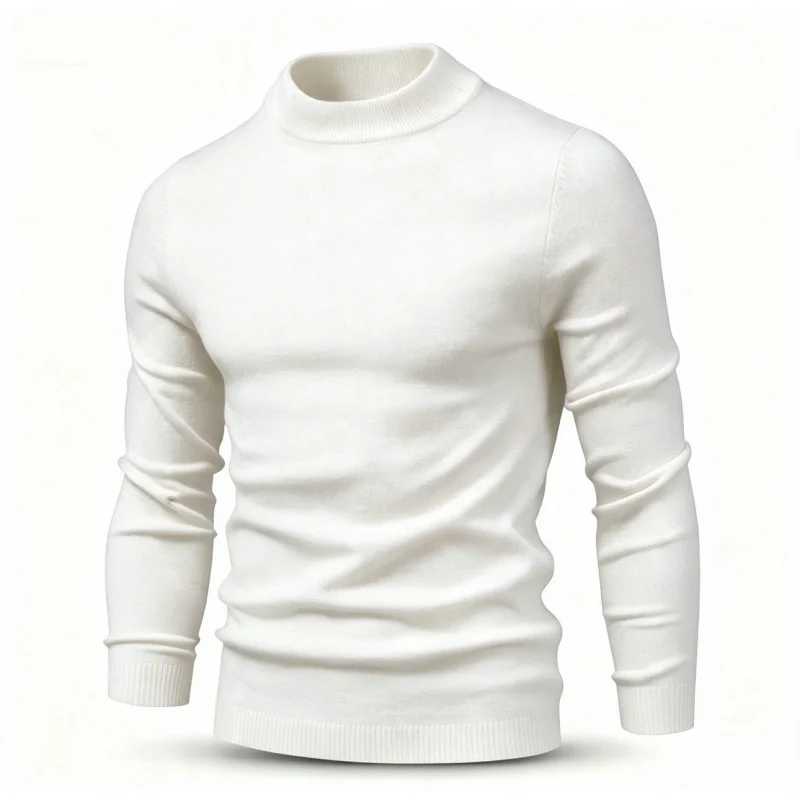 Herren Feinstrickpullover mit kurzem Stehkragen und schmaler Passform Nord Taschen