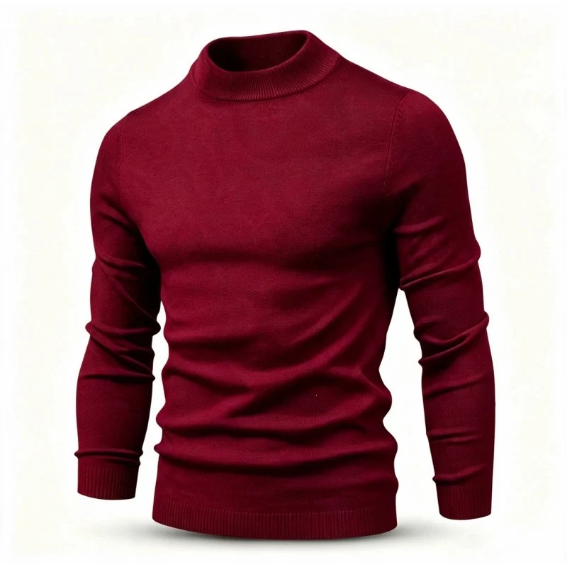 Herren Feinstrickpullover mit kurzem Stehkragen und schmaler Passform Nord Taschen