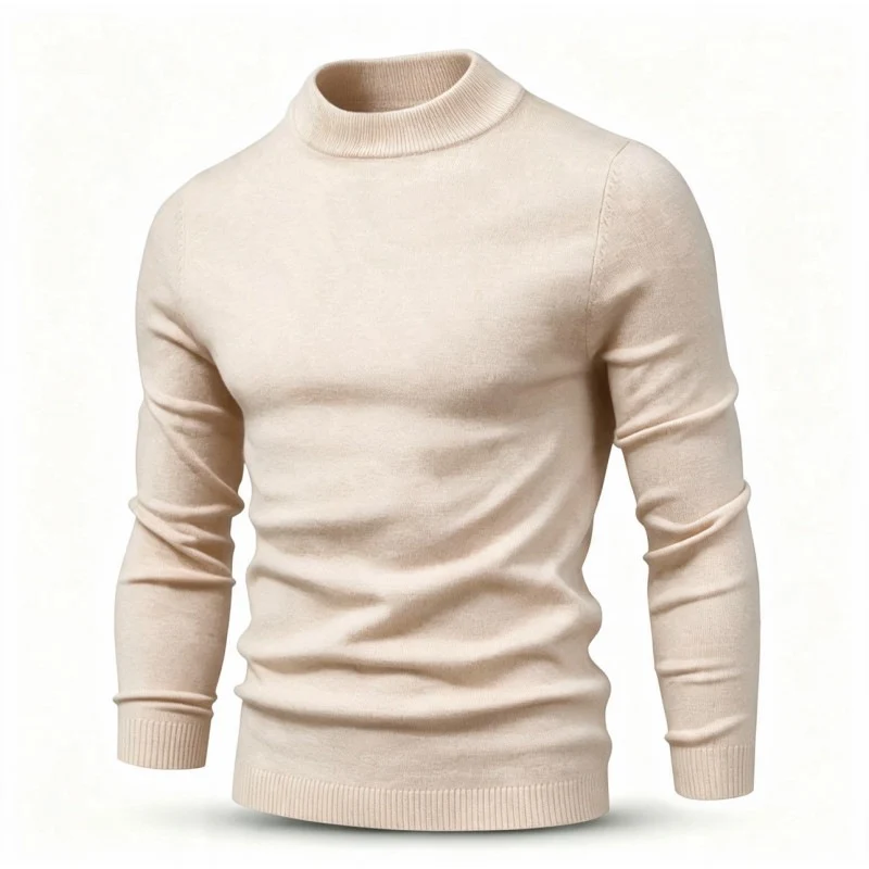 Herren Feinstrickpullover mit kurzem Stehkragen und schmaler Passform Nord Taschen