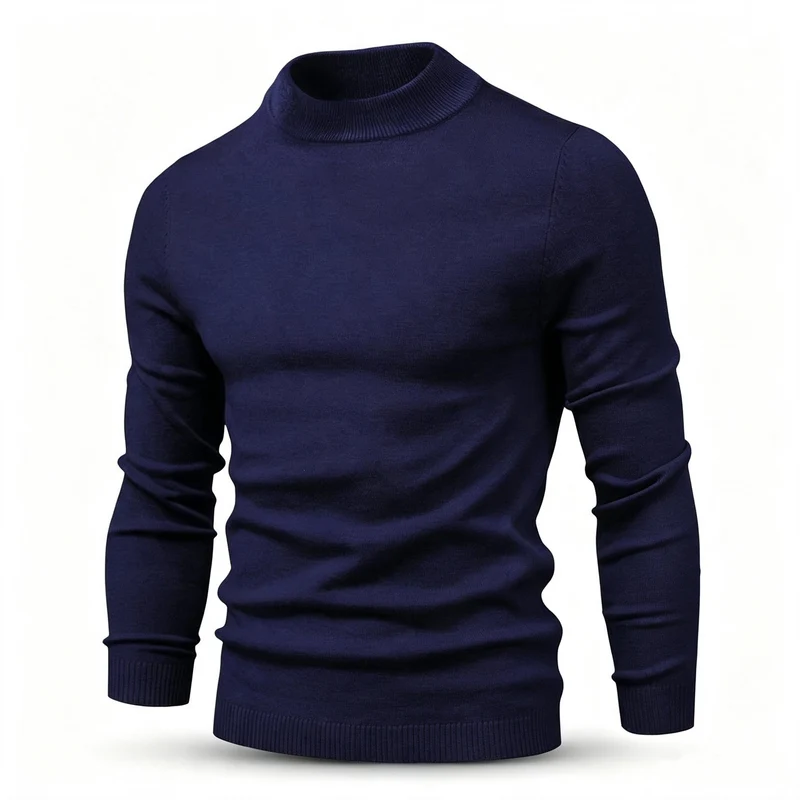 Herren Feinstrickpullover mit kurzem Stehkragen und schmaler Passform Nord Taschen