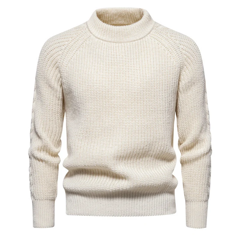 Herren Feinstrickpullover mit kurzem Rollkragen, Raglanärmeln und strukturierter Waffeloptik Nord Taschen
