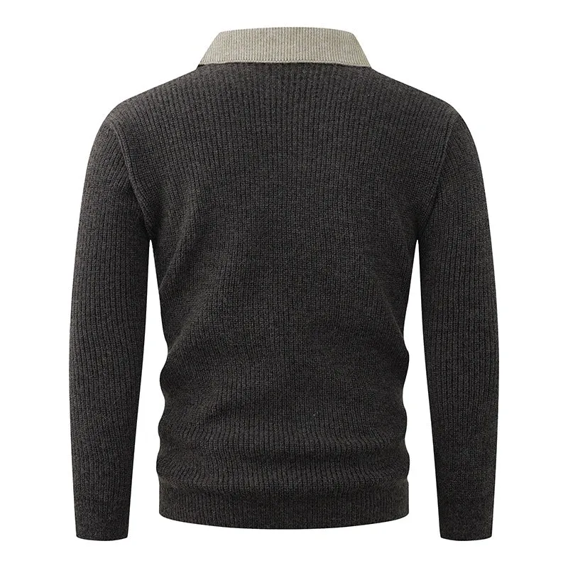 Herren Feinstrickpullover mit eingearbeitetem Polokragen und tiefem V-Ausschnitt Nord Taschen