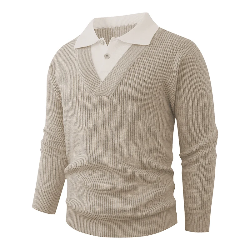 Herren Feinstrickpullover mit eingearbeitetem Polokragen und tiefem V-Ausschnitt Nord Taschen