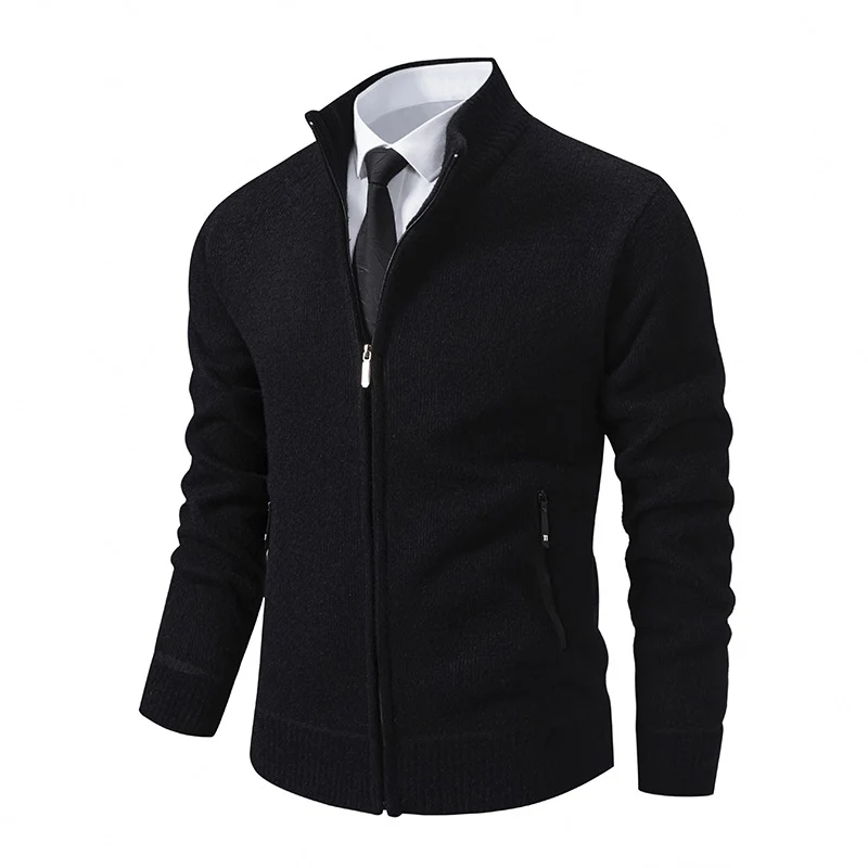 Herren Feinstrick-Zipjacke mit Stehkragen und verdecktem Reißverschluss Nord Taschen