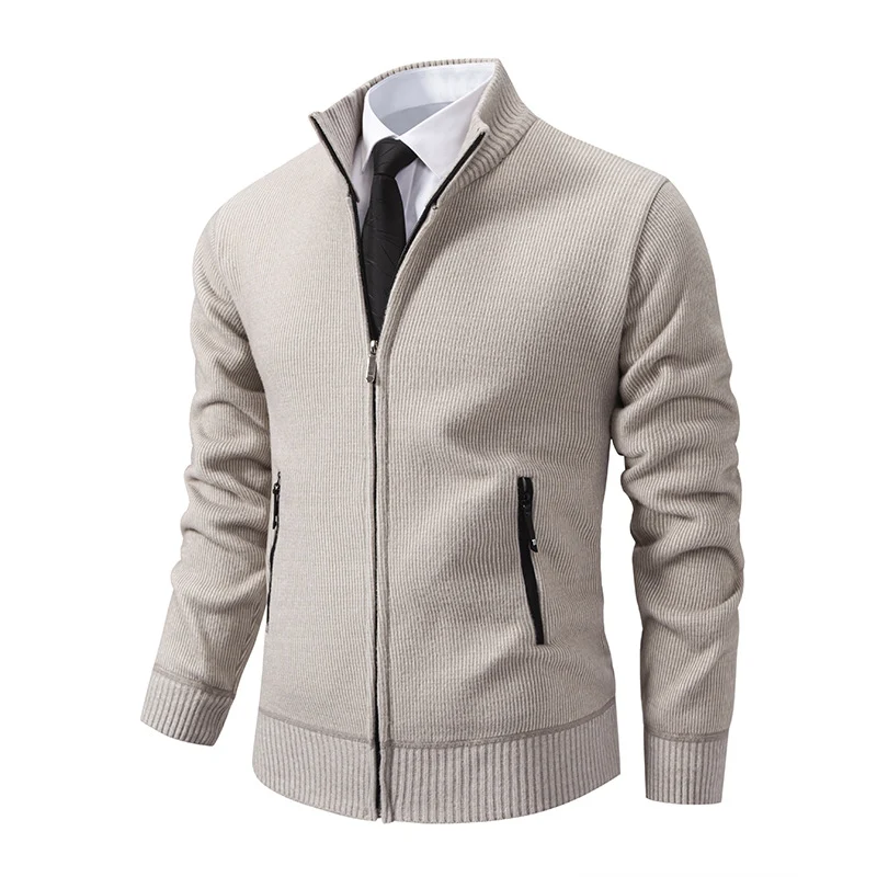 Herren Feinstrick-Zipjacke mit Stehkragen und verdecktem Reißverschluss Nord Taschen