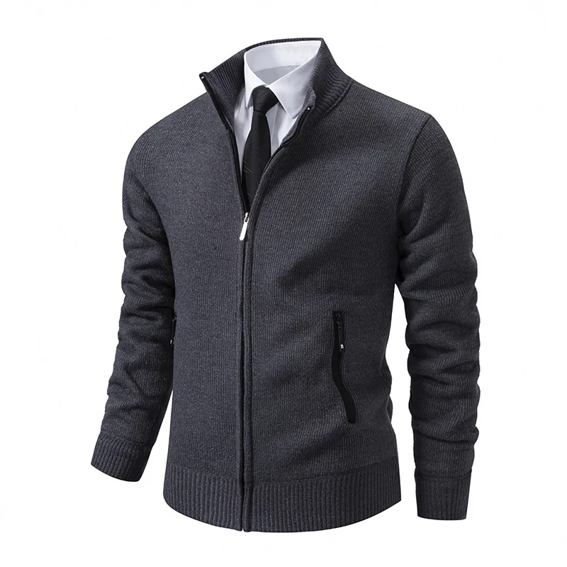 Herren Feinstrick-Zipjacke mit Stehkragen und verdecktem Reißverschluss Nord Taschen