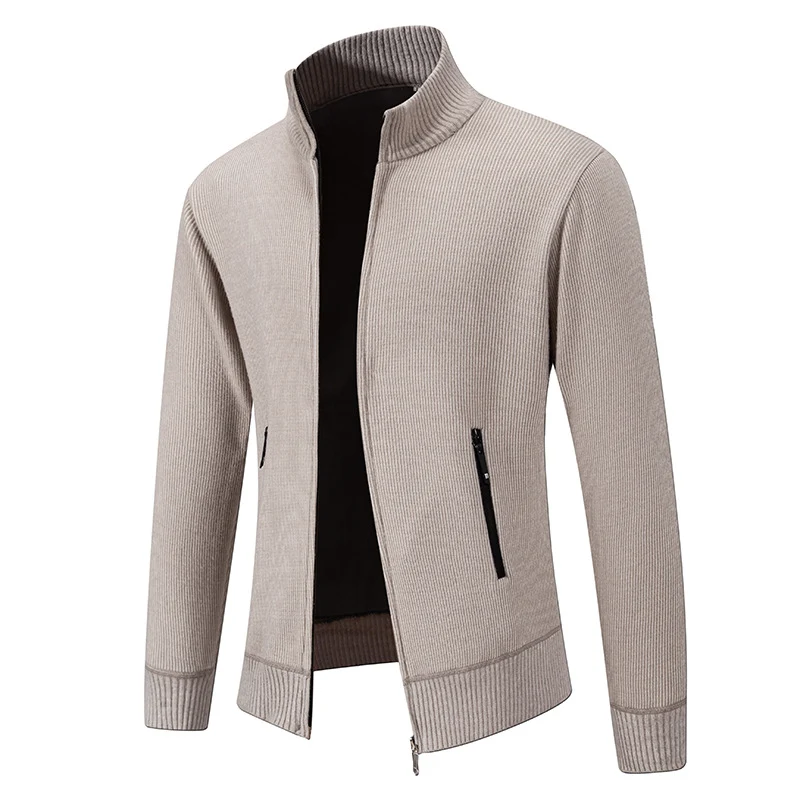 Herren Feinstrick-Zipjacke mit Stehkragen und verdecktem Reißverschluss Nord Taschen