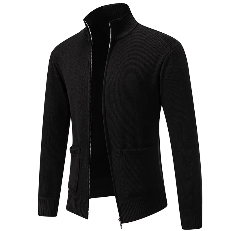 Herren Feinstrick-Zipjacke mit Stehkragen und aufgesetzten Taschen Nord Taschen