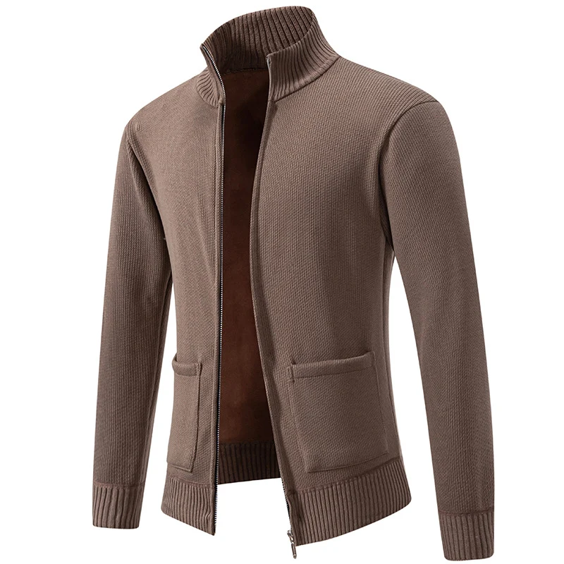 Herren Feinstrick-Zipjacke mit Stehkragen und aufgesetzten Taschen Nord Taschen