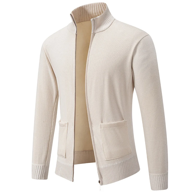 Herren Feinstrick-Zipjacke mit Stehkragen und aufgesetzten Taschen Nord Taschen