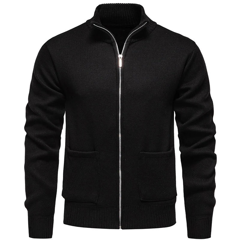 Herren Feinstrick-Zipjacke mit Stehkragen und aufgesetzten Taschen Nord Taschen
