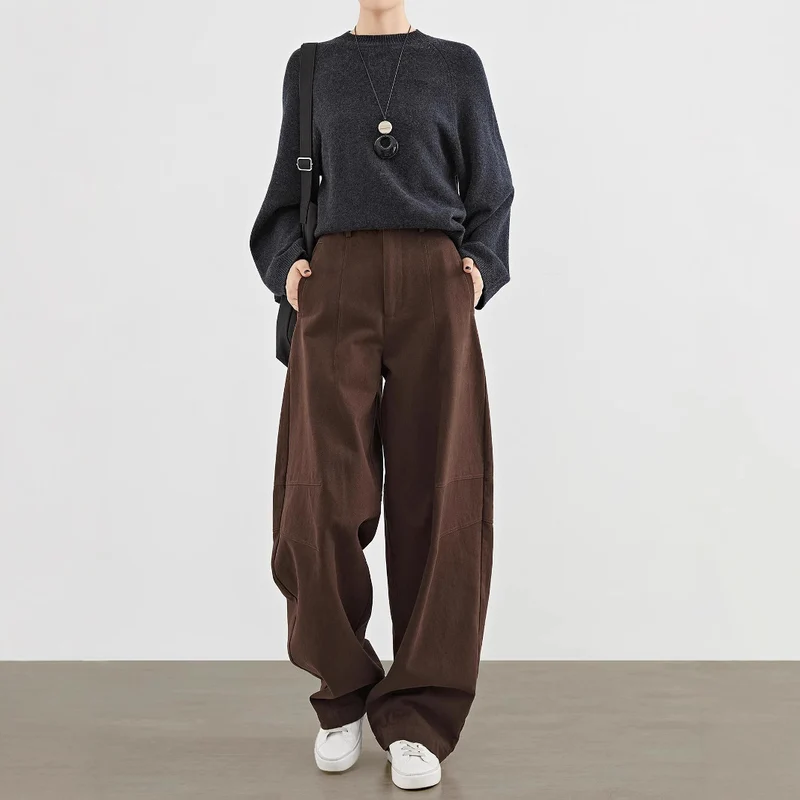 Damen Weite Highwaist-Bundfaltenhose im Cargo-Look mit extra weitem Bein Nord Taschen