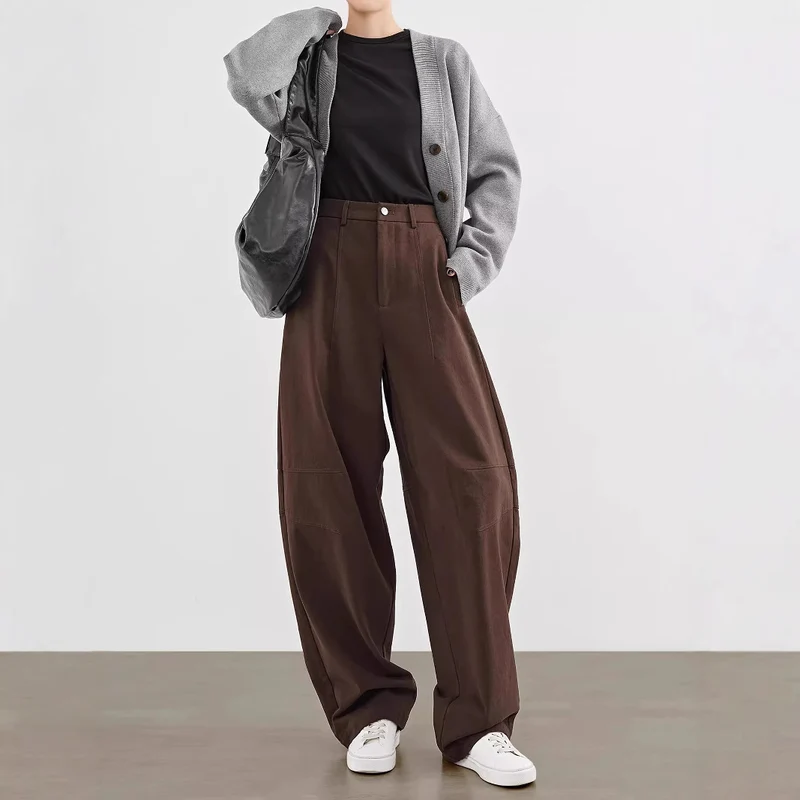 Damen Weite Highwaist-Bundfaltenhose im Cargo-Look mit extra weitem Bein Nord Taschen