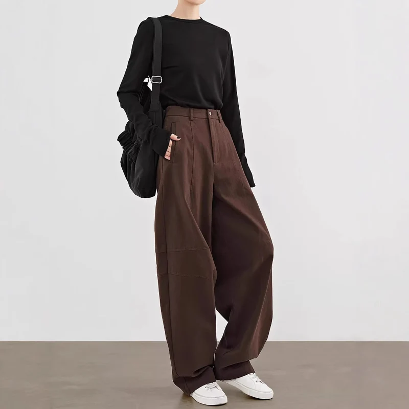 Damen Weite Highwaist-Bundfaltenhose im Cargo-Look mit extra weitem Bein Nord Taschen