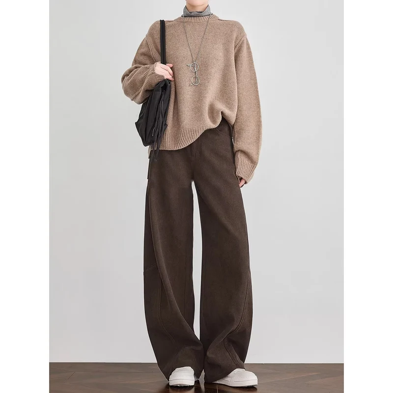Damen Weite Cordhose mit hoher Taille, Bundfalte und Palazzoschnitt Nord Taschen