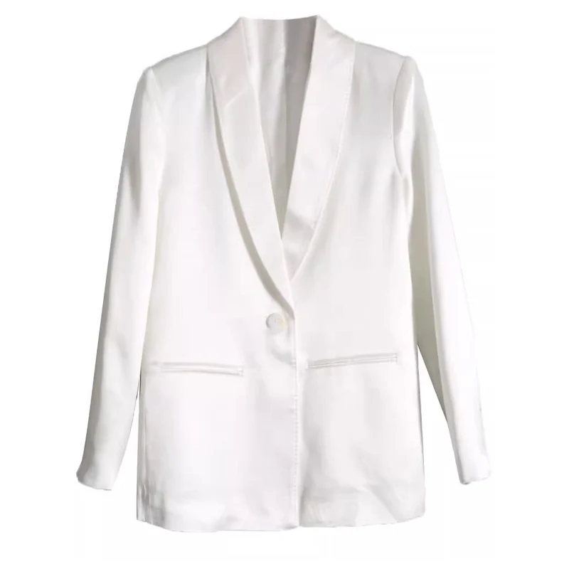 Damen Taillierter Smoking‑Blazer mit schmalem Satinrevers und Ein‑Knopfverschluss Nord Taschen