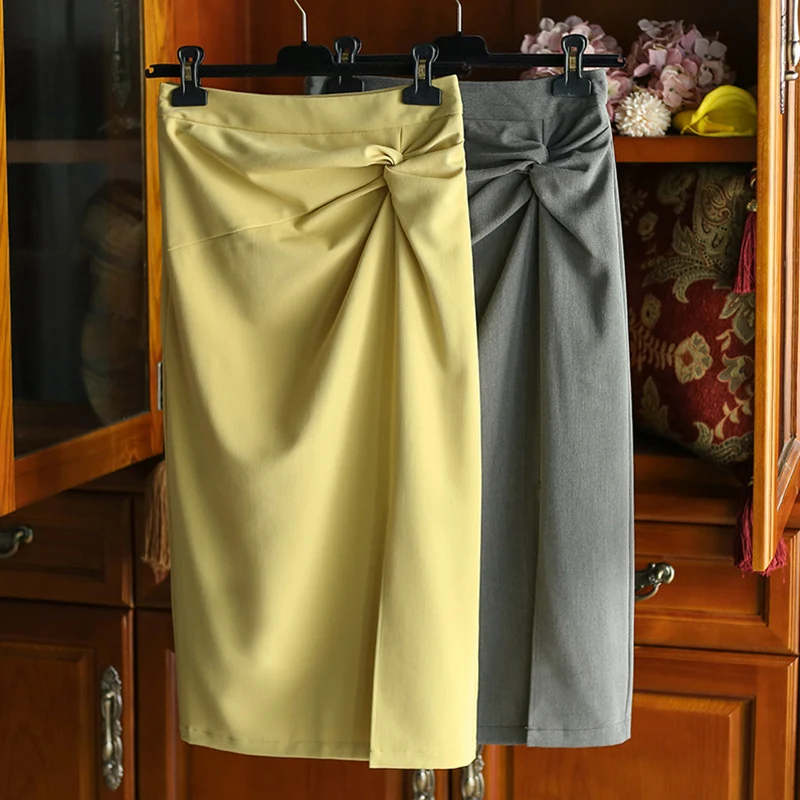 Damen Taillierter Midirock mit seitlichem Knotendetail und Drapierung Nord Taschen