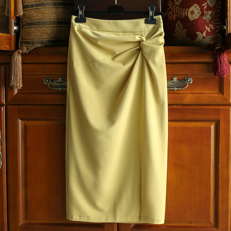 Damen Taillierter Midirock mit seitlichem Knotendetail und Drapierung Nord Taschen