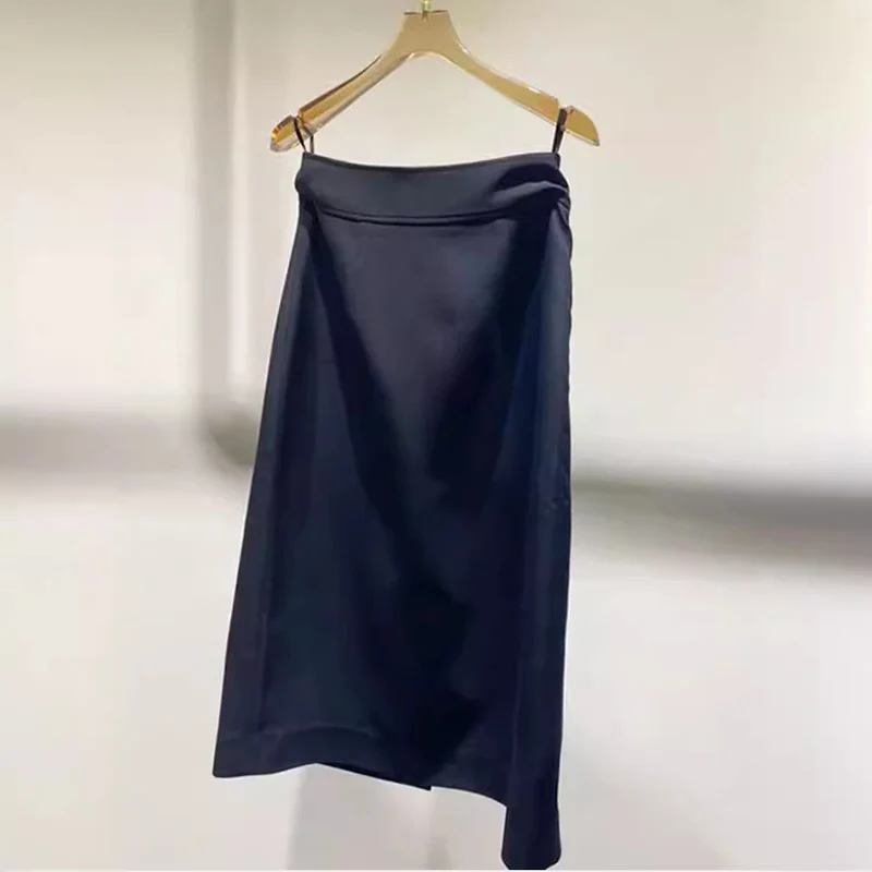 Damen Taillierter Midirock mit hohem Bund und zentralem Vorderschlitz Nord Taschen