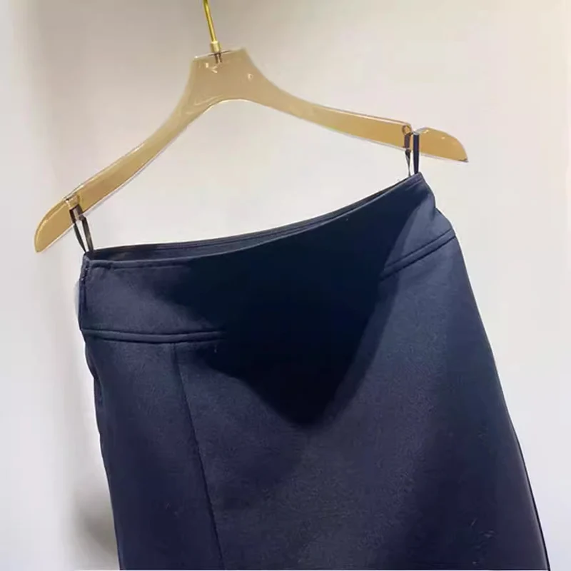 Damen Taillierter Midirock mit hohem Bund und zentralem Vorderschlitz Nord Taschen